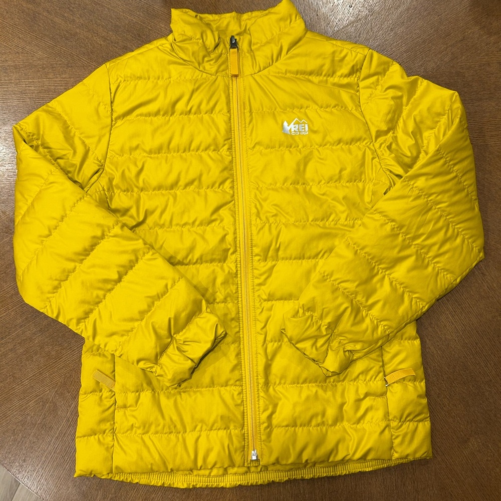 Kids REI puffer jacket- mustard yellow. Size 10-12. Perfect condition.